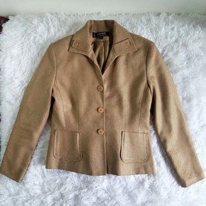 Larry Levine Classics Womens Blazer Size 10 Brown Mustard Yellow Career Wear